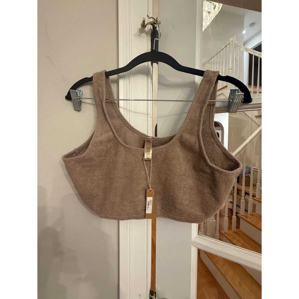 Skims Terry Scoop Bralette Taupe Brown Cotton Blend Lounge Crop Top 4XL NWT